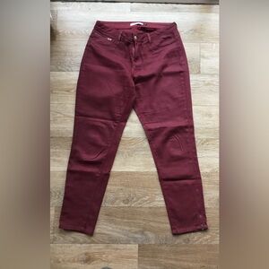 Waxed burgundy stretch pant